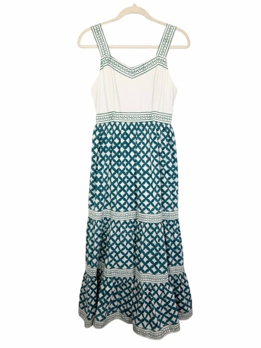 Beau & Ro Hand Printed Cotton Tiered Maxi Dress India Small Cottagecore Resort
